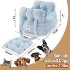 Dog Car Seat for Small Dogs, Portable Puppy Car Seat of Easy Installation, Fashionable Pet Carrier Bag with Large Pockets, Machine Washable Dog Booster Seat (Striped Blue)