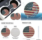 FKELYI Red American Flag Car Seat Covers Full Set, Steering Wheel Protector, Headrest Cover, Gear Shifter Knob and Handbrake Cover
