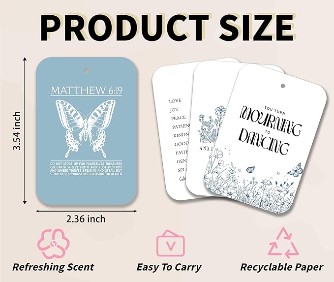 Christian Car Fresheners, 4pcs Bible Verse Car Accessories Interior, Mirror Decor For Women Man, Air Freshener Hanging For Bathroom Dorm Books Bedroom Drawer, Jesus Religious Accessories Gifts -05
