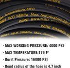 Hourleey 50FT Pressure Washer Hose with 3/8 Inch Quick Connect, High Tensile Wire Power Washer Hose, 4000 PSI