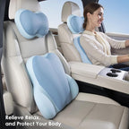 FLORICH Lumbar Support with Car headrest Back Pillow for Chairs Headrest Pillow for Car Ergonomic Ultrathick Memory Foam Back Pillow for Office Chair (Blue)