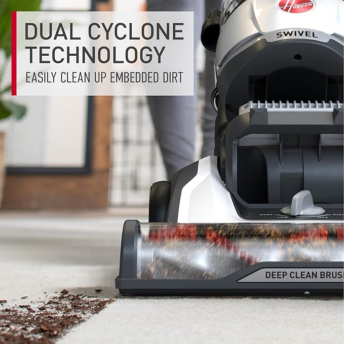 Hoover R-UH75100 MAXLife Elite Swivel Vacuum Cleaner with HEPA Media Filtration, Bagless Multi-Surface Upright for Carpet and Hard Floors, UH75100, White Certified Refurbished