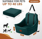 Dog Car Seat for Medium Dogs, Pet Travel Bed with Seat Belt Channel, Fully Detachable and Washable, 3 Straps Easy to Install (Green)