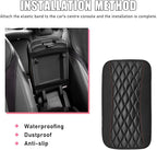 Car Center Console Cushion Pad, PU Leather Waterproof Auto Armrest Box Cover Protector, Comfortable Armrest Seat Box Cover Mat, Universal Car Accessories for SUV Truck (Black)