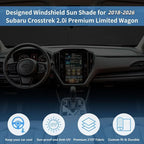 Windshield Sun Shade for Subaru Crosstrek Window Sunshade Fit 2018-2025 2026 Subaru Crosstrek 2.0i, 2.0i Premium, 2.0i Limited Wagon Front Window Shade Sun Visor Blocks UV Keep Car Cooler