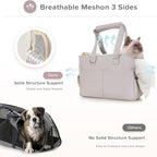 Dog Purse Carrier for Small Dogs & Puppies Up 10 Lbs, Soft Cotton Tote Pet Shoulder Bag with Pockets, Foldable & Washable Breathable Puppy Carrier for Yorkie, Chihuahua & Cats - Gray