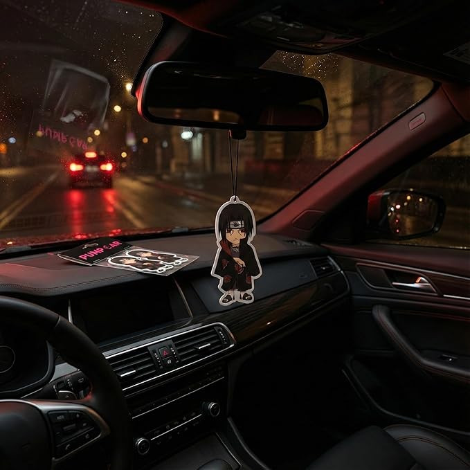 PumpCar 2 pieces double-sided Itachi hanging cartoon cherry-scented funny car air freshener Cool hanging for rearview mirror Car Interior Accessories Gifts