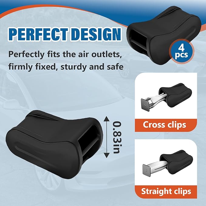 4 Pcs Foycow Air Freshener Adapter Compatible with 2017-2024 Tesla Model 3 & 2020-2025 Model Y - Air Freshener Vent Clips Adapter - Air Freshener Diffuser Holder