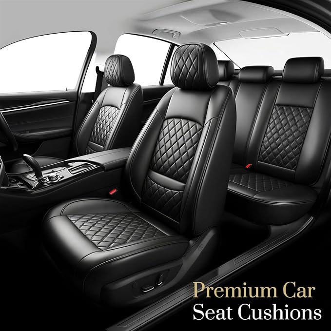 Fit Integra Car Seat Covers for Acura Integra 2023-2026 - Premium Leather, Waterproof, All-Weather, Airbag Compatible, Breathable, Seat Protectors, Only 2 Front seat Covers, Black