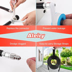 Sewer Jetter Kit for Pressure Washer,Water Jet Drain Cleaning Hose with Corner Rotating Button Spring Nose 1/4" NPT Sewer Cleaning Tool High-Pressure Nozzles,5800 PSI 50 FT