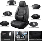 Car Seat Covers Full Set Custom Fit for Saturn Aura 2006-2009,Premium Faux Leather with Lumbar Support, Breathable, Anti-Slip & Soft Touch(Black,Fullset)