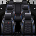 Car Seat Cover 7 Seats for Ford Explorer 2000-2025, Waterproof Durable Compatible Airbag, Premium Leather Seat Protector(7 Seats Standard,Black Blue)