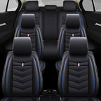 Car Seat Cover 6 Seats for Ford Explorer 2000-2026, Waterproof Durable Compatible Airbag, Premium Leather Seat Protector(6 Seats Standard,Black Blue)
