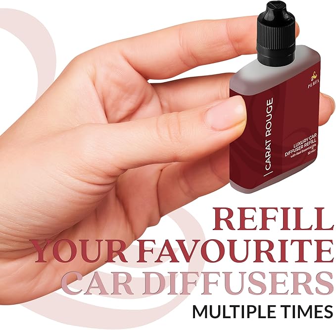 Carat Rouge Car Air Fresheners (Refill) | Affordable Fragrance for Women | 50ml Diffuser Refill with 3-Month Long-Lasting Aroma | Gift-Ready Women’s Perfume Scent by Perfa | Fresh Aroma for Daily