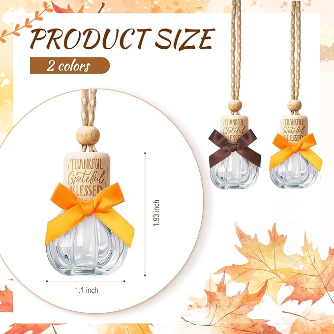 30 Pcs 30 Pcs Winter Car Diffuser Bottles Snowman Pumpkin Car Diffuser Winter Fall Hanging Empty Vehicle Air Freshener with Bow for Holiday Party Gift (Pumpkin)