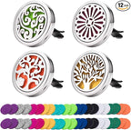 Car Diffuser Vent Clip 4 Pack, Car Aromatherapy Essential Oil Diffuser Vent Clips 30mm, Stainless Steel Locket 44 Felt Pads