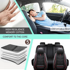 Leather Car Seat Covers Fit for Toyota RAV4 Prime 2021-2024, 5 Seater Car Seat Cover, Premium Waterproof, Scratch Resistant Car Interior Accessories (Full Set Black Red)