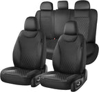 Coverado Seat Covers Full Set, 5 Seat Black Car Seat Covers, Leather Car Seat Protectors, Automotive Front and Back Seat Covers, Waterproof Car Seat Cushions Universal Fit for Most Sedan, SUV, Truck