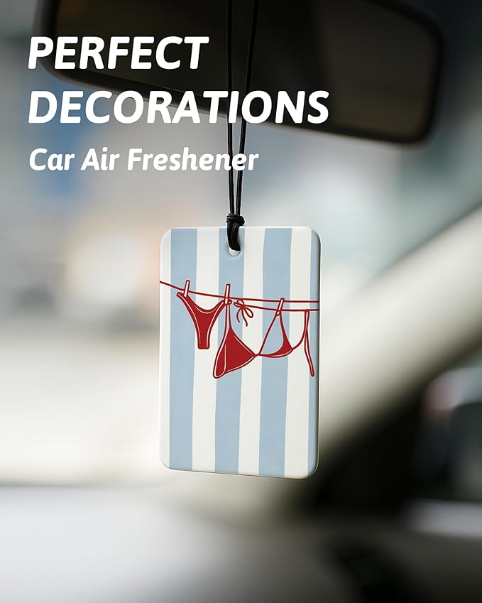 Trendy Preppy Beach Car Air Freshener 4 PCs, Girly Coastal Hanging Air Freshener for Cars Closet Drawer Books, Preppy Beach Car Accessories Mirror Decor for Women