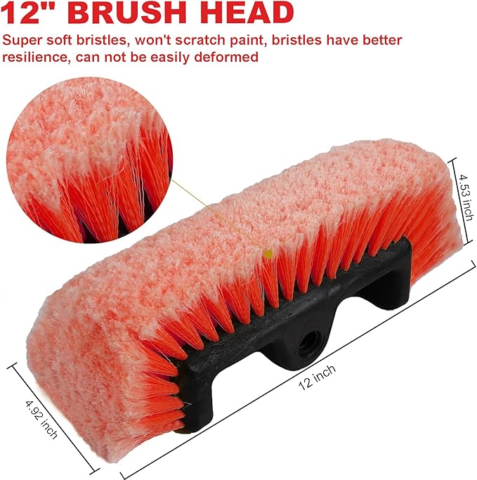 Car Wash Brush with Long Handle for Car Truck Boat RV SUV Washing (Orange, 70")