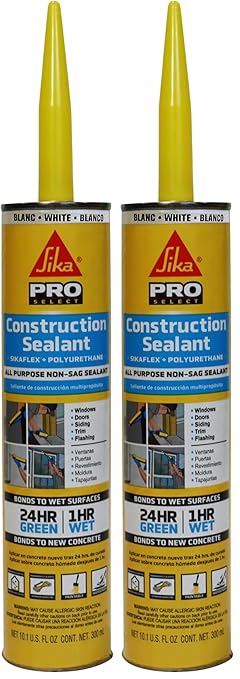 Sika Sikaflex - White - Construction sealant (White) - All-Purpose Polyurethane sealant - for All Types of Joints 1/2" or Smaller - 10.1 fl oz (Pack of 2)