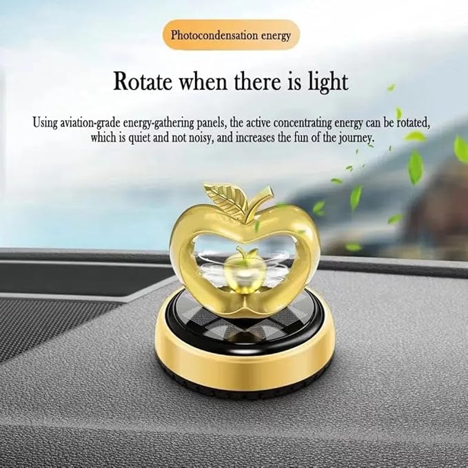 Solar Car Air Freshener,Love Apple Shape Rotating Car Aromatherapy Diffuser Interior Decoration for Valentine's Day,Long Lasting Fragrance Perfume Car Accessories