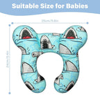 Baby Neck Pillows - Upgraded Toddler Travel Cushion for Toddler Head and Neck, Infant Neck Pillow for Car Plane Stroller Pushchair - Shark B