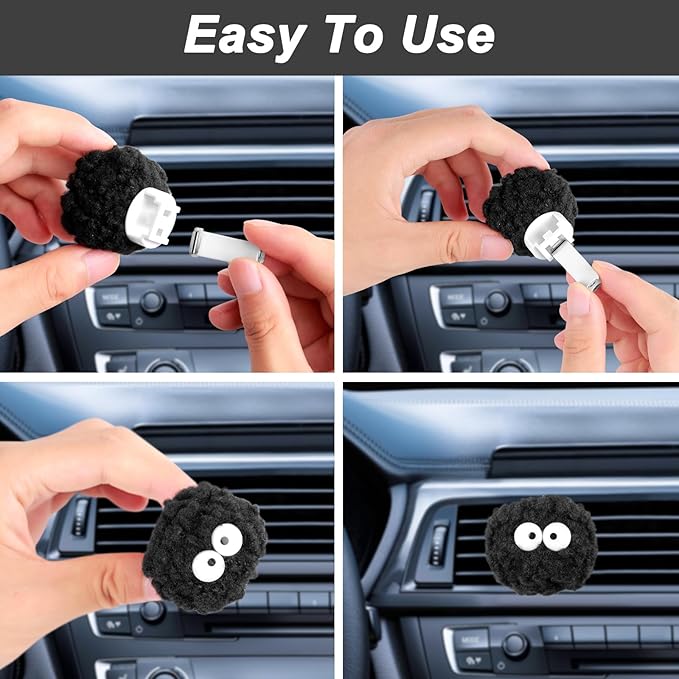 Soot Sprites Air Vent Clip Cute Car Air Freshener Outlet Decoration Charm Car Interior Accessories for Women - 2 Pcs
