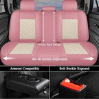 otoez Pink Car Seat Covers Full Set, Universal Leather Seat Cover 5 Seat Waterproof & Breathable Automotive Seat Protector Full Coverage for Cars Sedens, Trucks, SUVs, Vans (Pink & White)