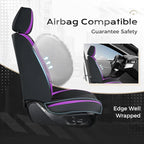 Coverado Car Seat Covers Front Seats, 2 Pack Nappa Leather Seat Covers for Cars, Waterproof Car Seat Protector with Lumbar Support, Front Seat Covers Universal Fit for Most Cars (Black&Purple)