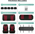 FH Group Automotive Car Seat Covers Full Set Premium 3D Air Mesh Front Seat Covers, Airbag Compatible & Split Bench Cover Universal Fit Interior Accessories for Cars Trucks and SUVs - Burgundy