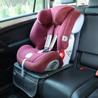 Car Seat Protector Leather Waterproof Child Safety Seat Protector Cover with Thick Pad and 2 Large Pockets Durable Kick Mat for All Auto Seat (Deep Gray)