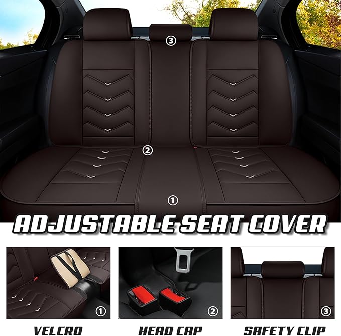 Car Seat Covers for Jeep Grand Cherokee L 2021-2025, Premium Nappa Leather Car Seat Cover, Stylish Sport Seat Covers， Automobile Seat Cover Sets.(Luxury 5 Seats/Coffee Color)