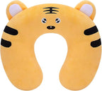 H HOMEWINS Travel Pillow for Kids,Cute Animal Toddler Neck Pillow for Boys Girls,Soft Neck Head Chin Support Pillow,Travel Accessories for Airplane, Car, Train,Recline (Tiger)