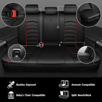 CAR PASS 3D Foam PU Leather Car Seat Covers, Universal Seat Covers Full Sets for Trucks SUV Sedan Automotive Seat Covers Armrest Airbag Compatible Waterproof Comfortable Faux Nappa Leather Black Red