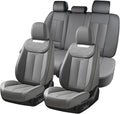 Coverado Car Seat Covers Full Set, Luxury Leather Car Seat Cover, Front and Back Seat Covers for Cars, Waterproof Car Seat Protector, Automotive Seat Covers Universal Fit Most Cars(Gray)