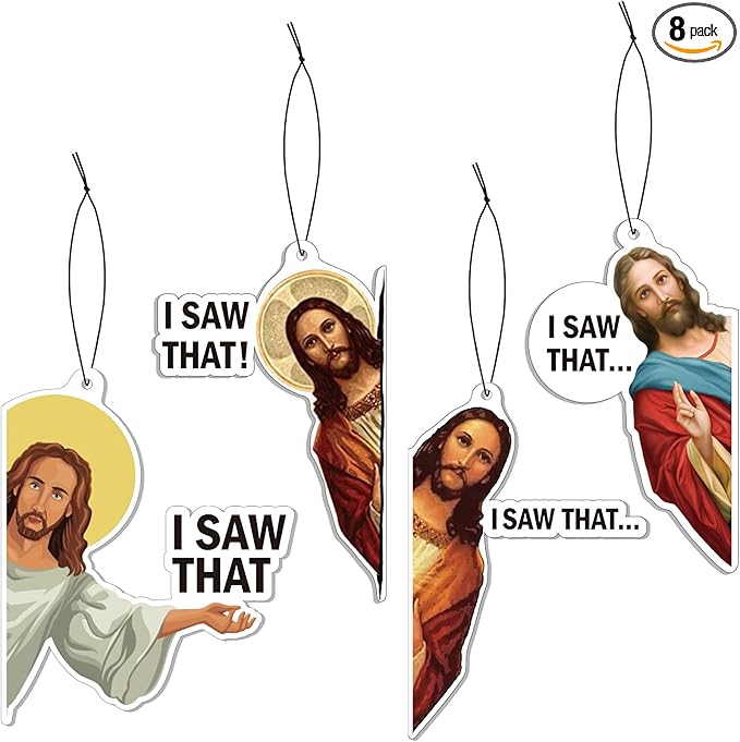 8 Pack Jesus I Saw That Car Air Fresheners Funny Hanging Air Fresheners Car for Cute Mirror Freshener Mirror Scented Hanging Accessories for Men Woman