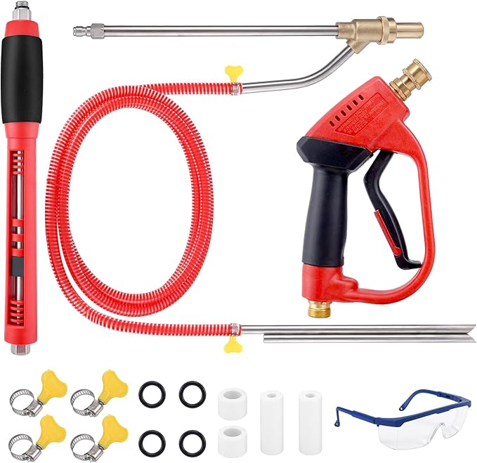 Pressure Washer Sand Gun Blaster Kit with Gun, 5000 PSI Sand Gun Blaster for Pressure Washer with Extension Wand & 4 PCS Replacement Nozzle & 1/4'' Quick Disconnect