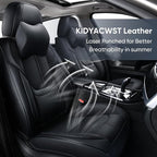 Auto Car Seat Covers Accessories Full Set Leather Cushion Protector Breathable Waterproof Seat Cover for Cars Universal Fit (Black, Front Pair and Rear)
