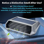 Solar-Powered Car Air Purifier with USB Charging & Ozone Odor Elimination - Portable HEPA Filter-Free Ionizer for Pet Odors, VOCs - Compact, Silent, Best for Car Use (8813 black)