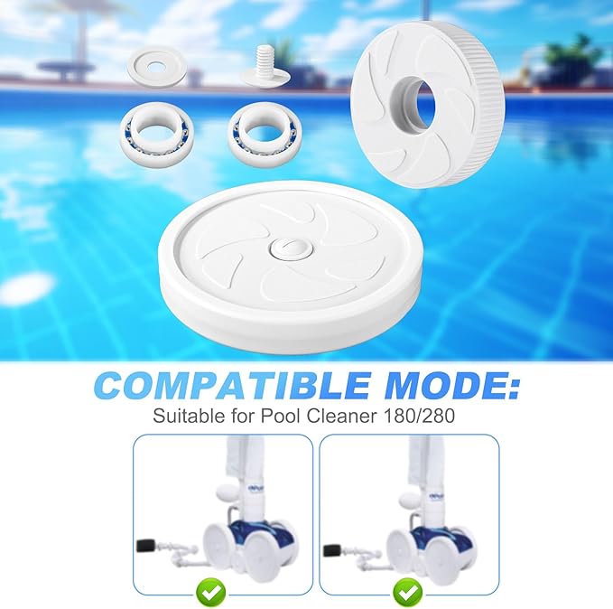 Pool Cleaner Wheels Replacement Parts, Includes C16 Pool Cleaner Idler Wheel with Ball Bearing C60 Screw C55 and Washer C64, Large Wheel Assembly, Rebuild Kit for Polaris 180/280
