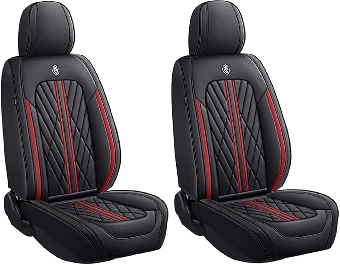 Premium Nappa Leatherette Car Seat Cover Set Custom Fit for Honda CR-V CRV 2000-2023 2024 2025 2026 Water-Proof Breathable Faux Leather Seat Cushion Protectors (Front 2 Seats,Red Line)