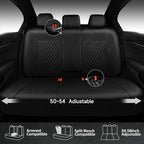 CAR PASS Quilting Faux Leather Seat Covers Full Set, Waterproof Deluxe Premium Seat Cover with 5mm Composite Sponge Inside, Airbag Compatible Auto Seat Cover Universal Fit for 95% Sedan SUV Van, Black