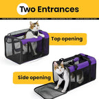 Cat Carrier Bag,Soft-Sided Pet Carriers for Dogs with 4-Sided Mesh,Airline Approved Cat Transport Carrier for Small&Medium Cats Kitten Puppy Up to 15LB,Collapsible Cat Travel Carrier-M,Purple