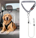Idepet Dog Seat Belt for Car, 2 Pcs Stainless Steel Chew Proof Dog Seatbelt 3 in 1 Harness for Safety Heavy Duty Pet Seat Belt for Medium & Large Dogs Grey
