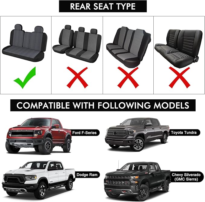 sportuli Dog Car Seat Cover Replace for Ford F150 and Dodge Ram 1500, 600D Oxford Cloth Heavy Duty Waterproof Non Slip Pet Truck Back Bench Seat Cover, Fit for All Full-Size Trucks (Full-Size Truck)