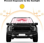 Car Windshield Sun Shade, Cute Bow Sun Visor - Wear-Resistant Black Tape, Foldable 59'x27.5'/63''x31.5''