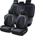 Coverado Car Seat Covers Full Set, Leather Seat Covers for Cars, Waterproof Front and Rear Automotive Seat Cover Car Accessories Universal Fit for Most Cars SUV Trucks(Black)