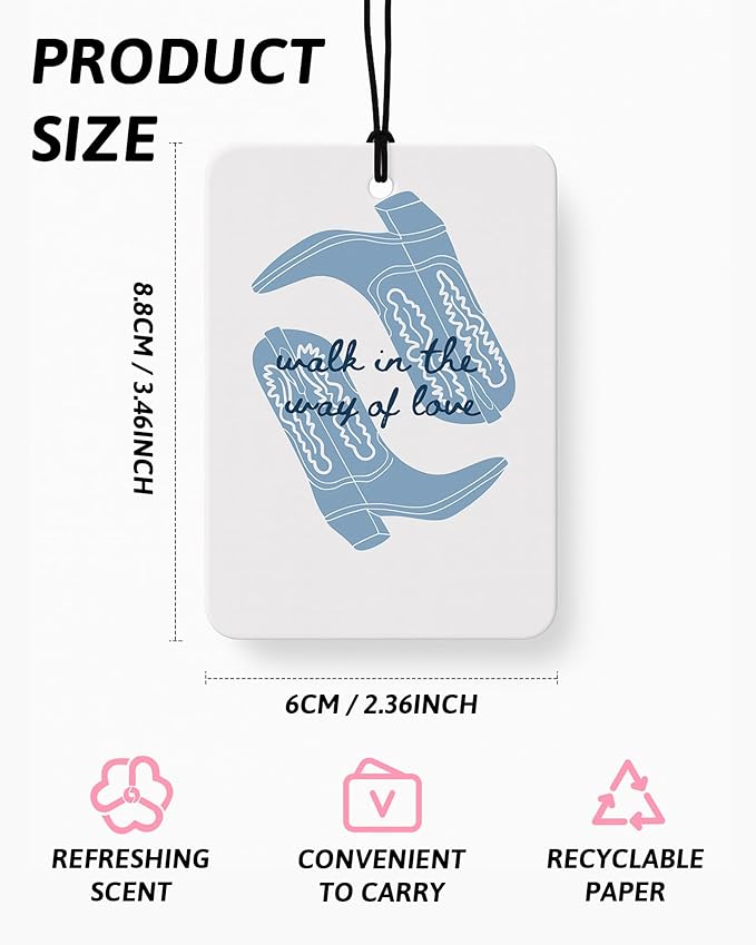 Blue Western Christian Car Air Freshener 4 Pcs Coconut Scented, Religious Car Accessories Mirror Decor for Women, Preppy Cowgirl Beach Hanging Air Freshener for Cars Closet Drawer Books