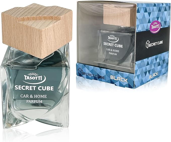 Tasotti Car Air Freshener, Luxury Perfume for Car and Home, Long-Lasting Air Freshener and Odor Eliminator, Secret Cube Collection (Black)